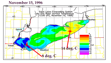 Great Lakes Environmental Research Lab Imagery: Lake Erie temperatures