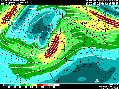 Wind Gust Forecast Map 300 Mb Heights And Winds: Model Mode