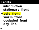 Precipitation Along a Cold Front: lifting the warm moist air ahead of it