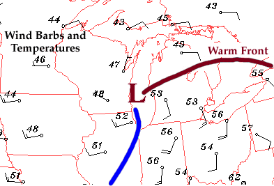 Finding Warm Fronts Using Wind Direction Shift From East