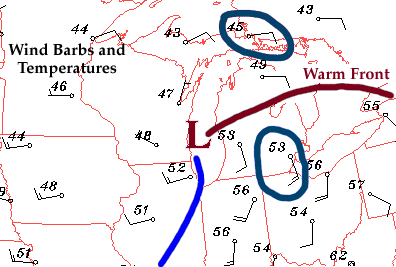 Wind Direction Indicator Map Finding warm fronts using wind direction 
