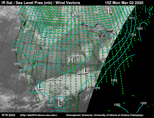 Current Weather Wind Direction Pressure, Infrared Satellite, And Wind: