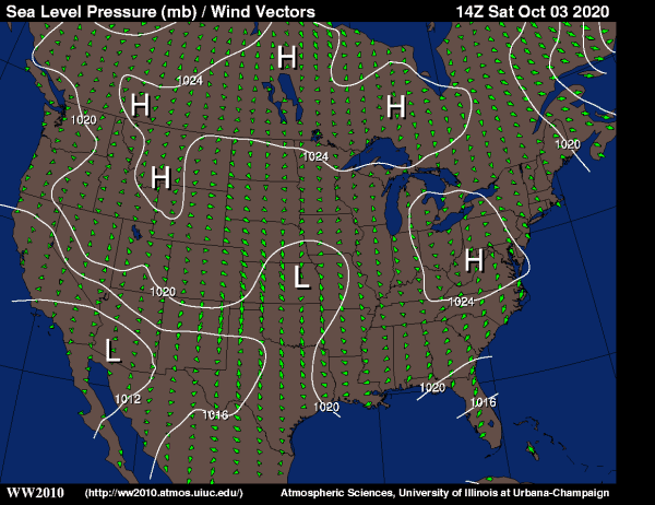 Wind Map And Weather Pressure And Wind Vectors:
