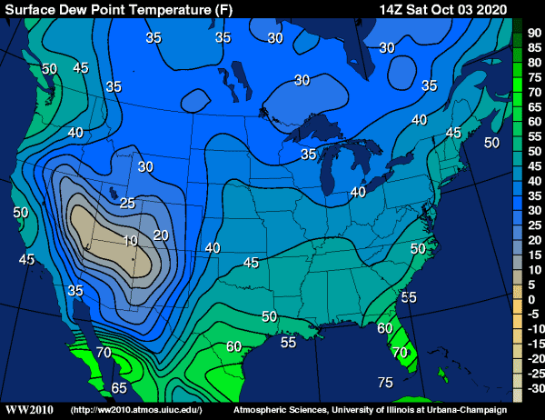 Dew Point Forecast Map Dew Point Reports And Contours